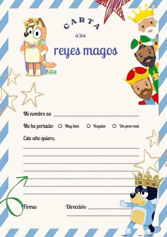 Carta para los Reyes Magos de Bluey