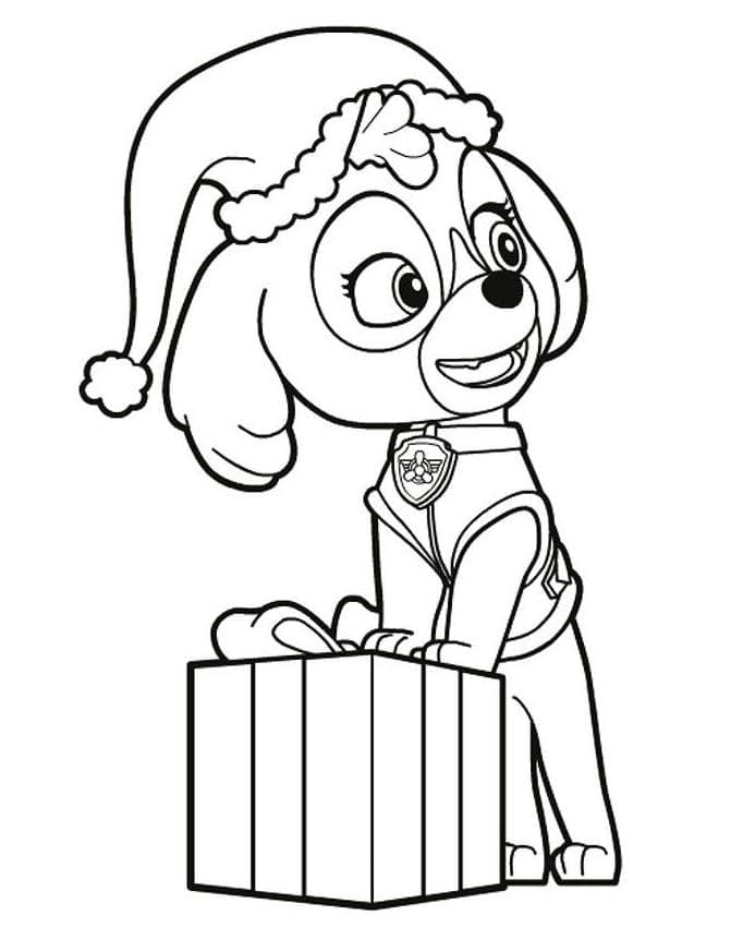 Skye con regalo Paw Patrol de Navidad