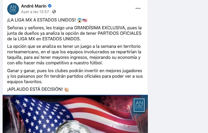 La Liga MX tendría partidos oficiales en Estados Unidos