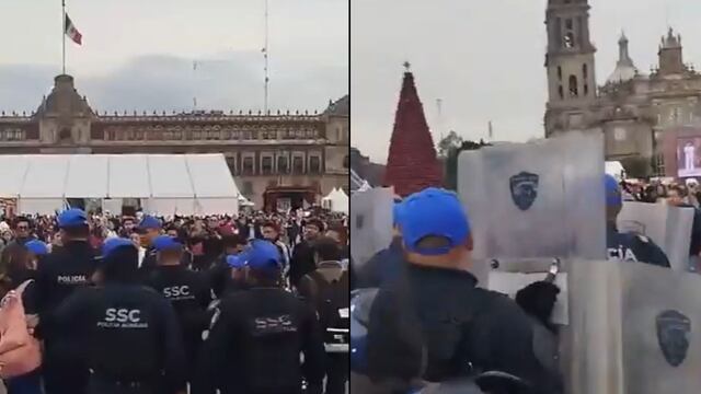 Ambulantes pelean con policías durante operativo en Zócalo CDMX