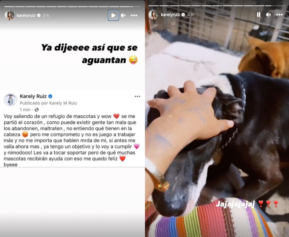 Karely Ruiz se compromete a seguir ayudando a los perros rescatados