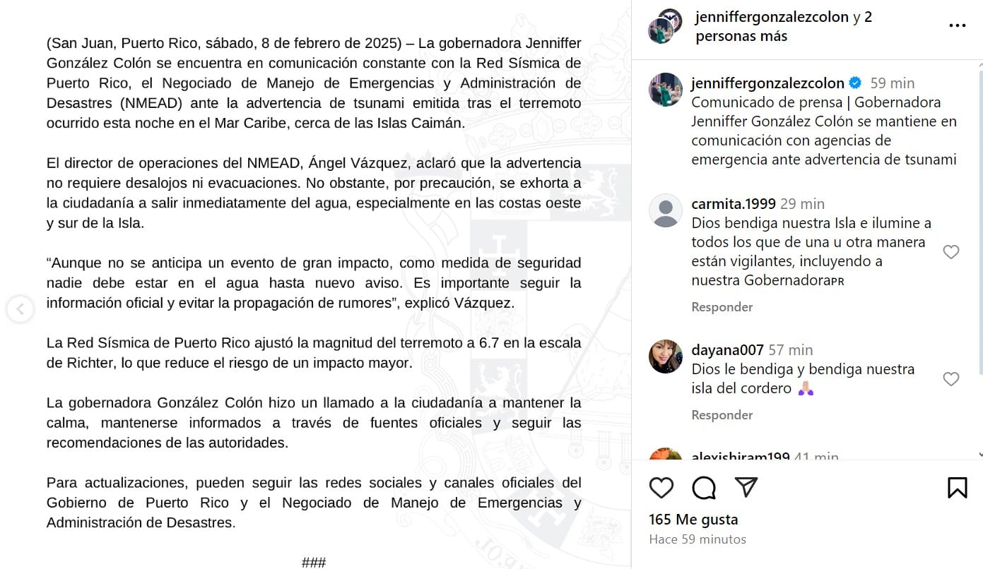 Temblor hoy sábado 8 de febrero en el Mar Caribe