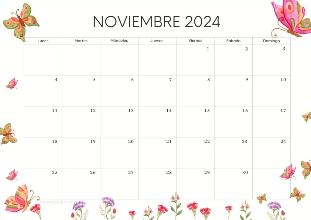 10 plantillas de calendario de noviembre 2024 para imprimir
