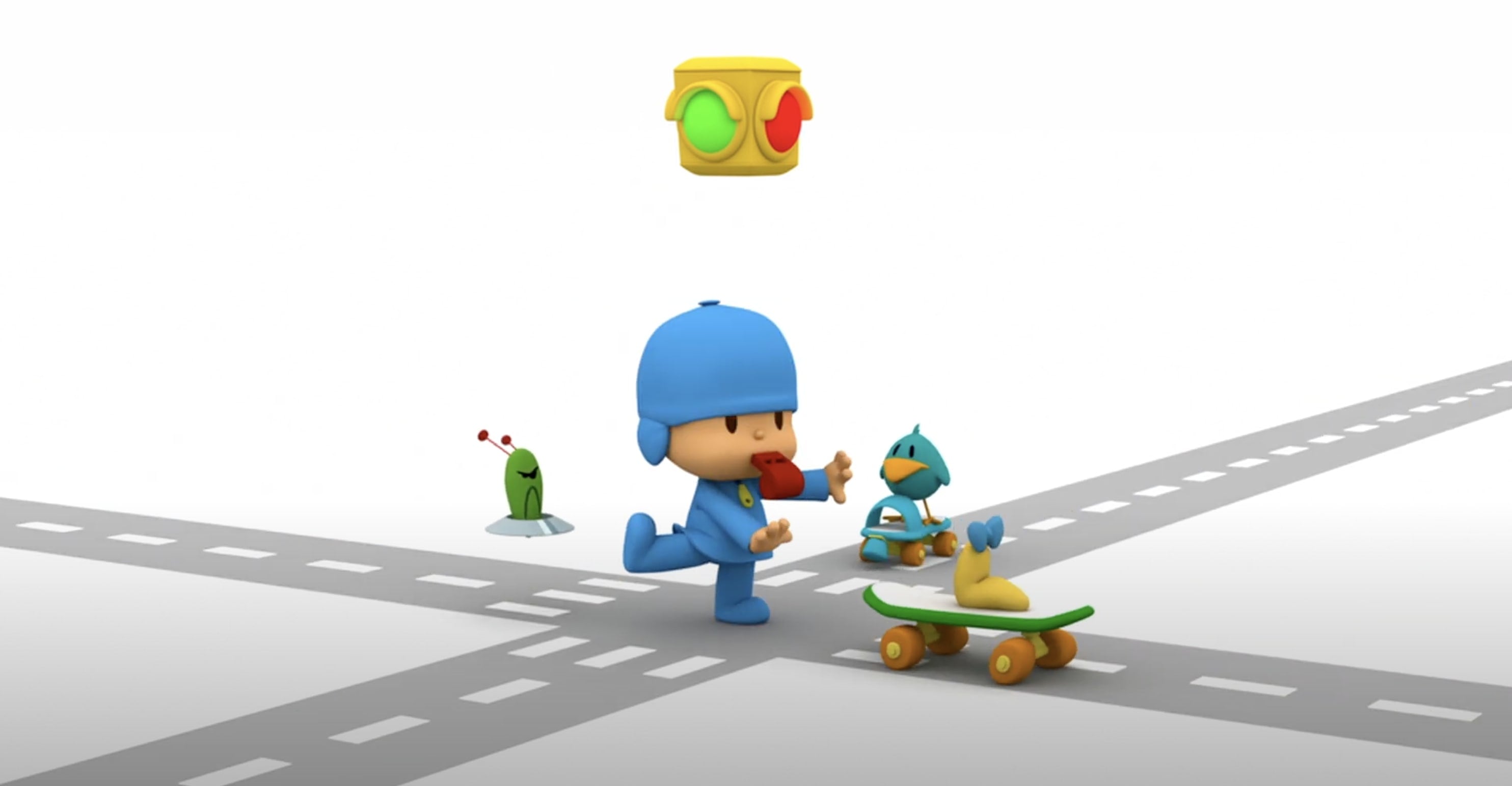 Pocoyó controla el tráfico