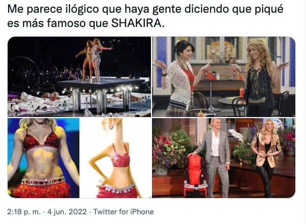 Usuarios defienden popularidad de Piqué frente a la de Shakira