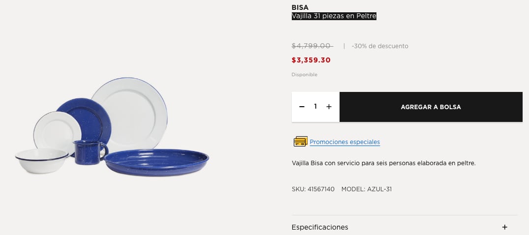 Vasija de Peltre en Palacio de Hierro