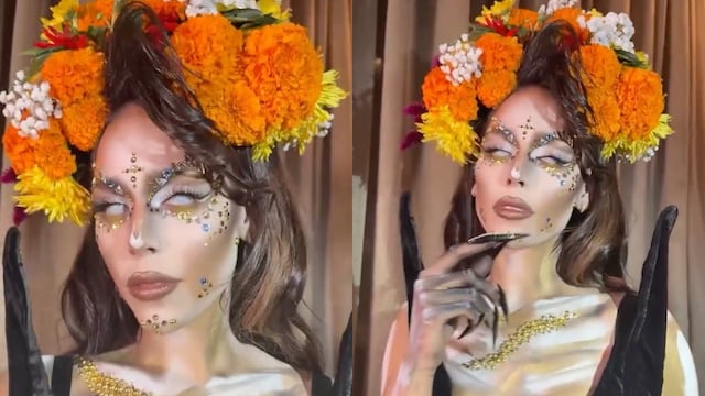 Danna Paola impresiona al ser una catrina en la fiesta de Halloween de Heidi Klum