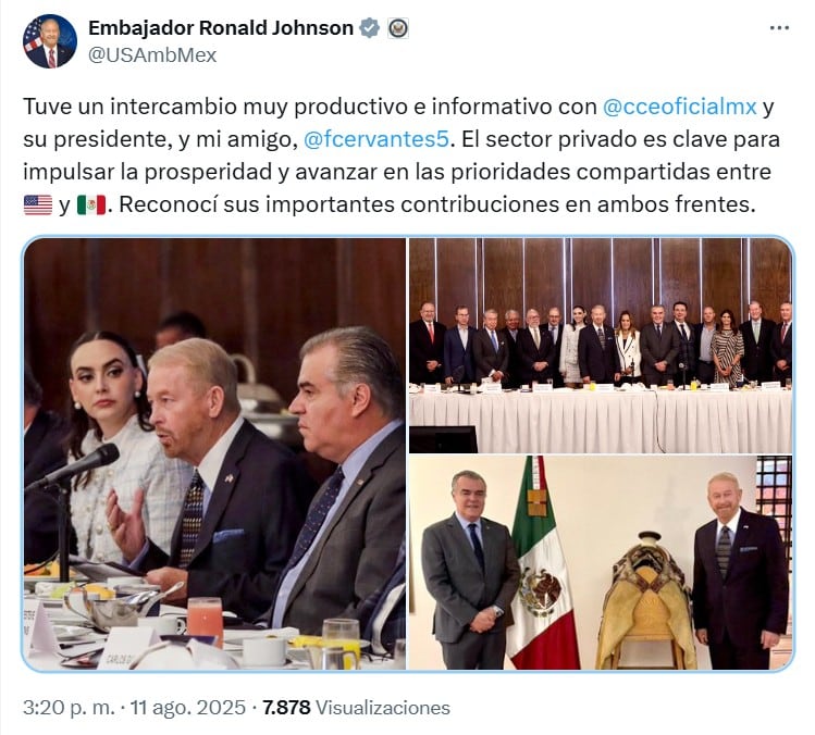 Reunión de Ronald Johnson con empresarios mexicanos