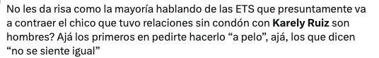 Usuario defiende a Karely Ruiz de la misoginia de redes sociales.