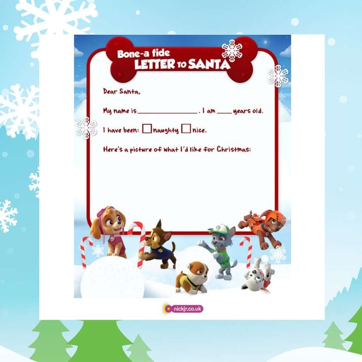 Carta para Santa Claus de Paw Patrol