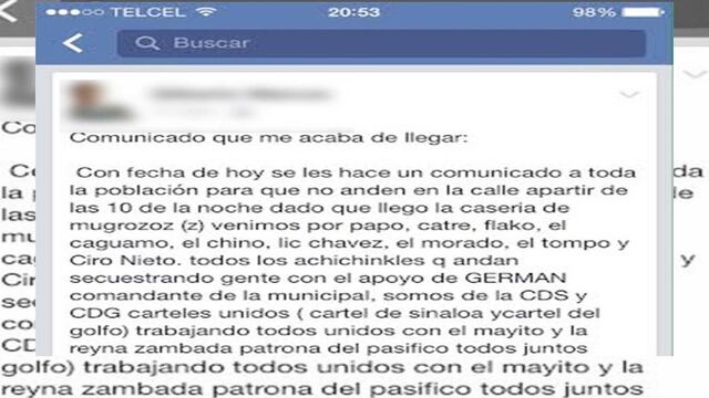 Mensaje en FB contra Zetas es antiguo, dicen expertos