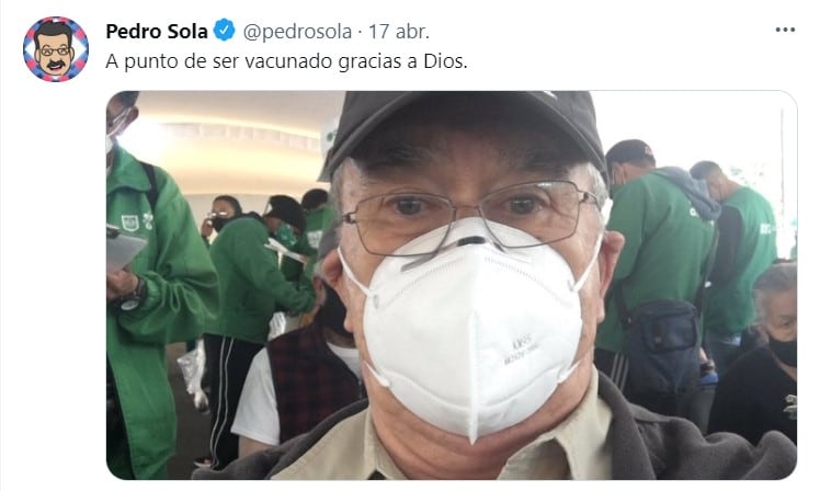 Publicación de Pedro Sola en Twitter