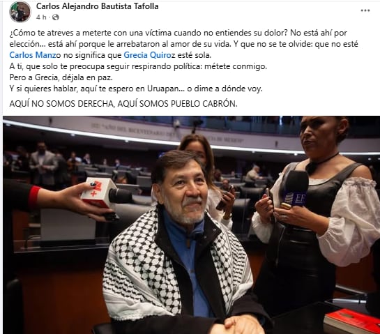 Carlos Bautista Tafolla le responde a Noroña