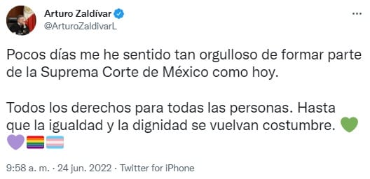 Tuit de Arturo Zaldívar