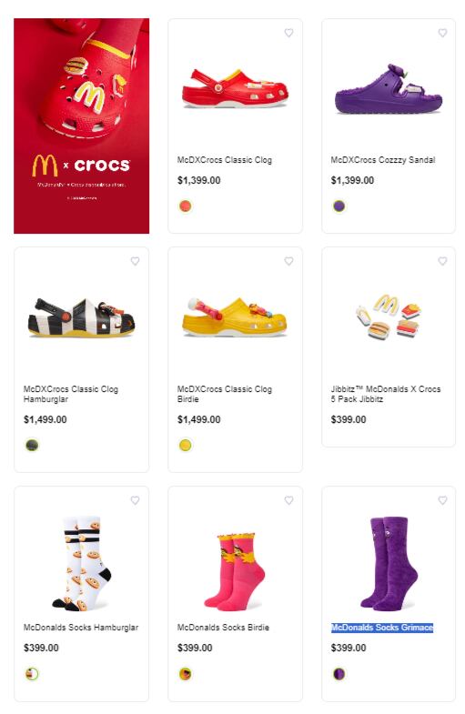 Precio de las Crocs de McDonald’s