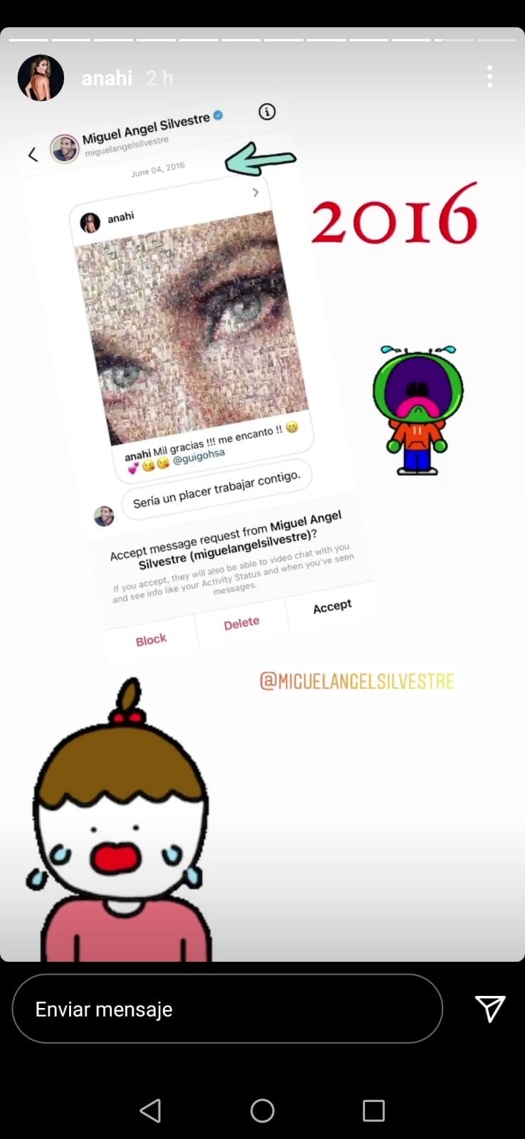 Historia de Instagram de Anahí