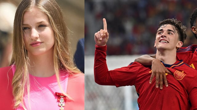 La Princesa Leonor y el jugador Pablo Gavi de la Selección de España