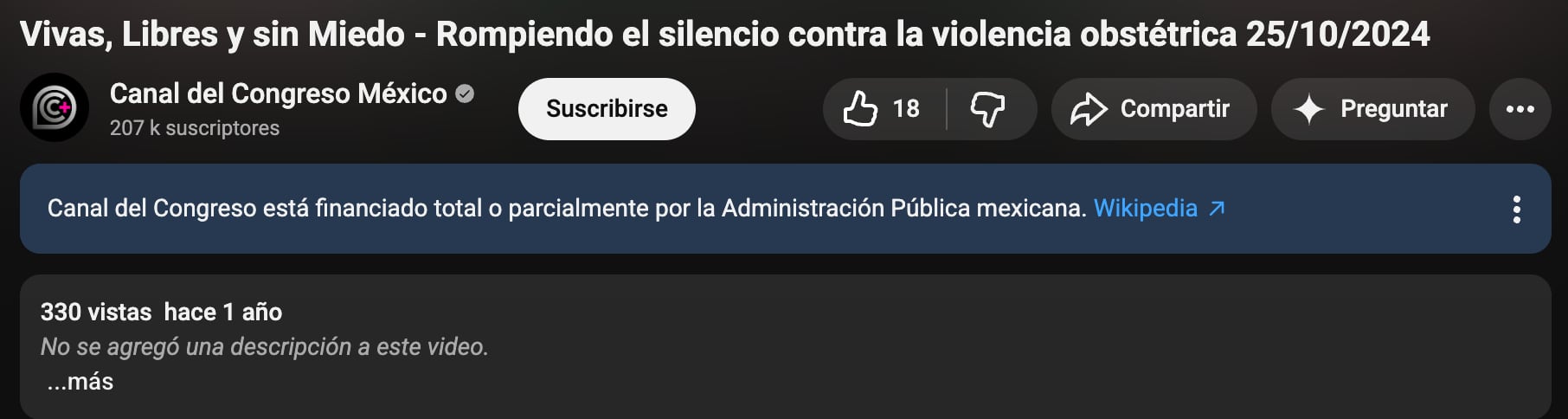 Series documentales pagadas por el Senado tiene un muy bajo alcance