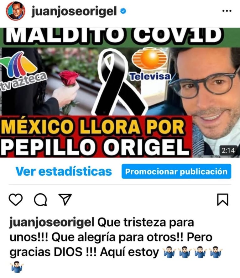 Pepillo Origel desmiente su muerte