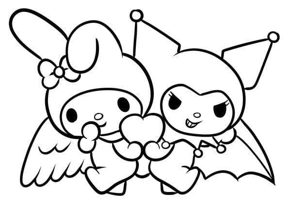 Dibujos de My Melody y Kuromi, amigas de Hello Kitty