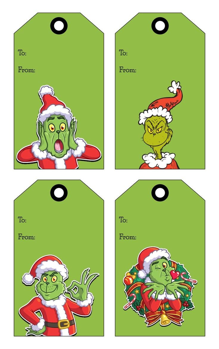 Etiquetas navideñas de El Grinch para imprimir
