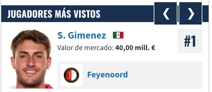 Santiago Giménez valor