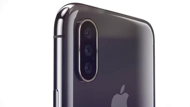 Concepto de un iPhone con tres cámaras.