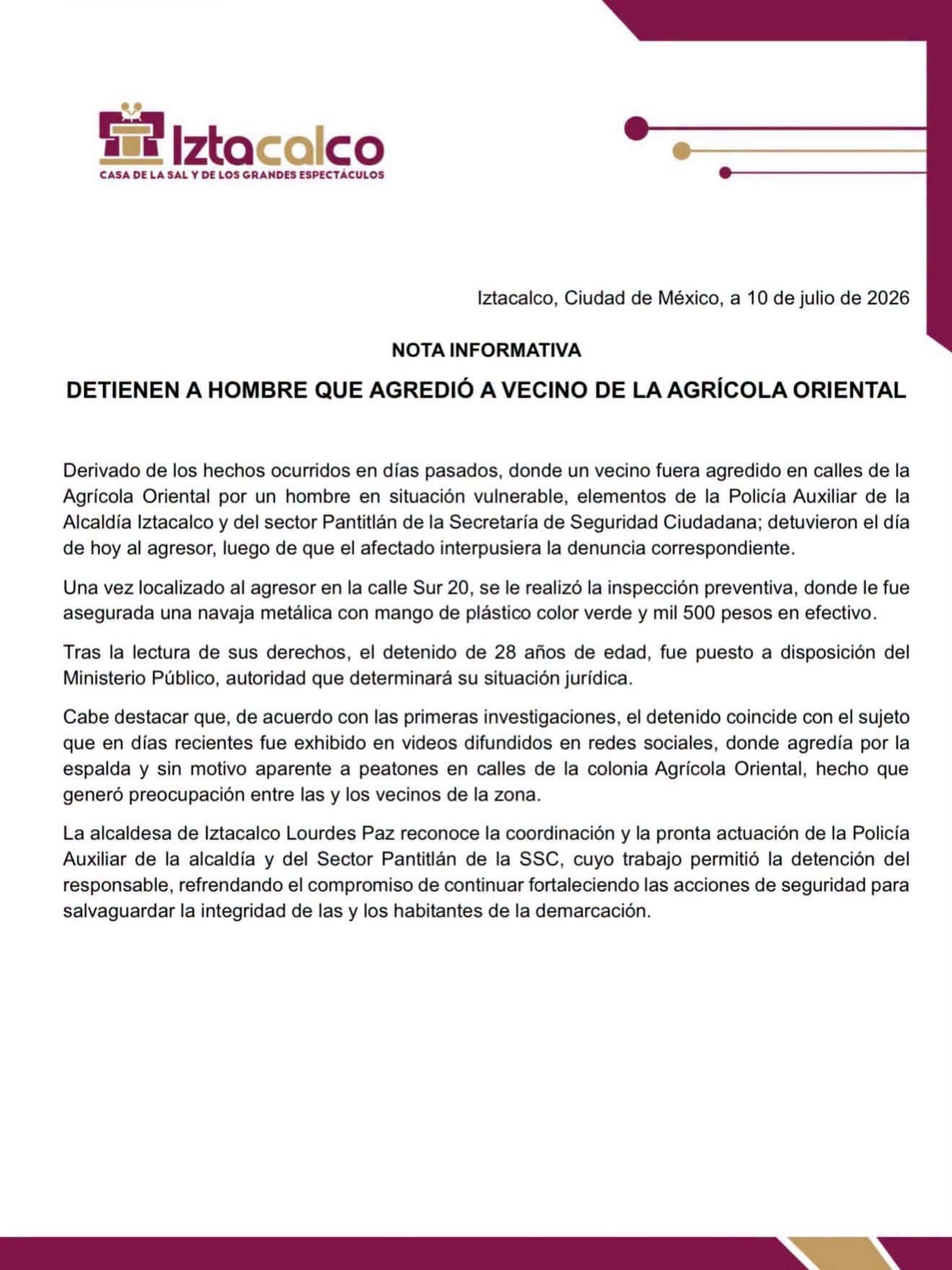 Brayan Emanuel ‘N, agresor de Iztacalco