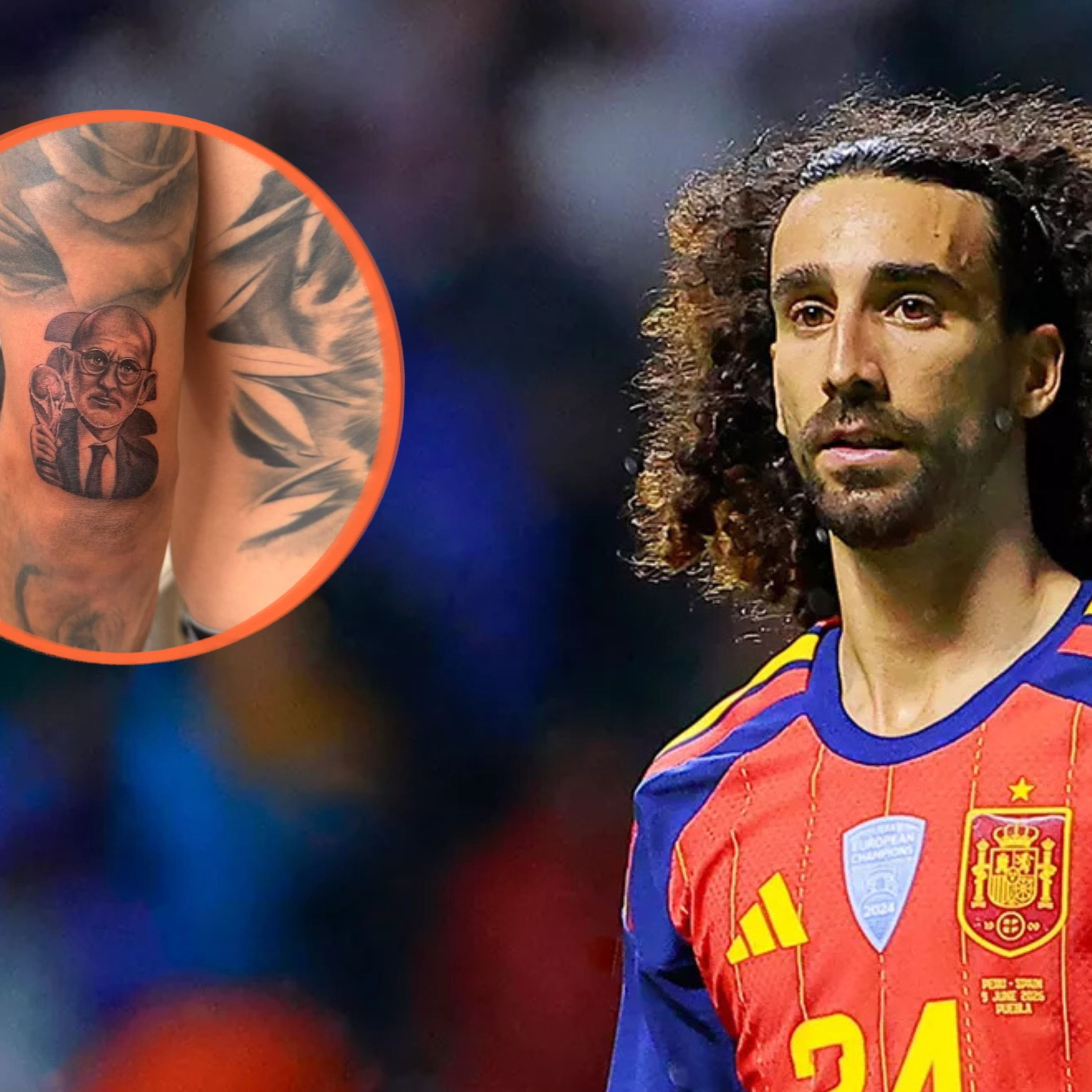 Marc Cucurella cumplió su promesa y sorprendió con un tatuaje de Luis de la Fuente