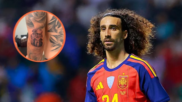 Marc Cucurella se tatuó en su brazo el rostro de Luis de la Fuente, DT de España