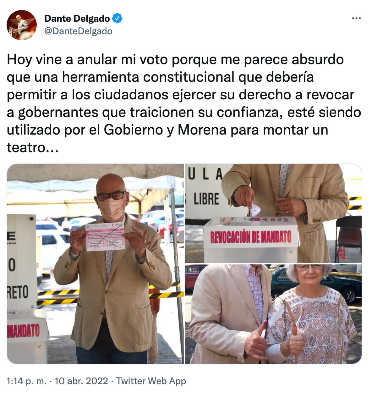 Dante Delgado anula su voto