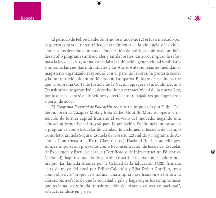Esta es la lectura dedicada a Felipe Calderón en los nuevos libros de texto de la SEP