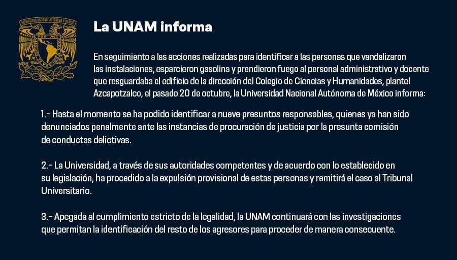 Boletín de la UNAM vía redes sociales