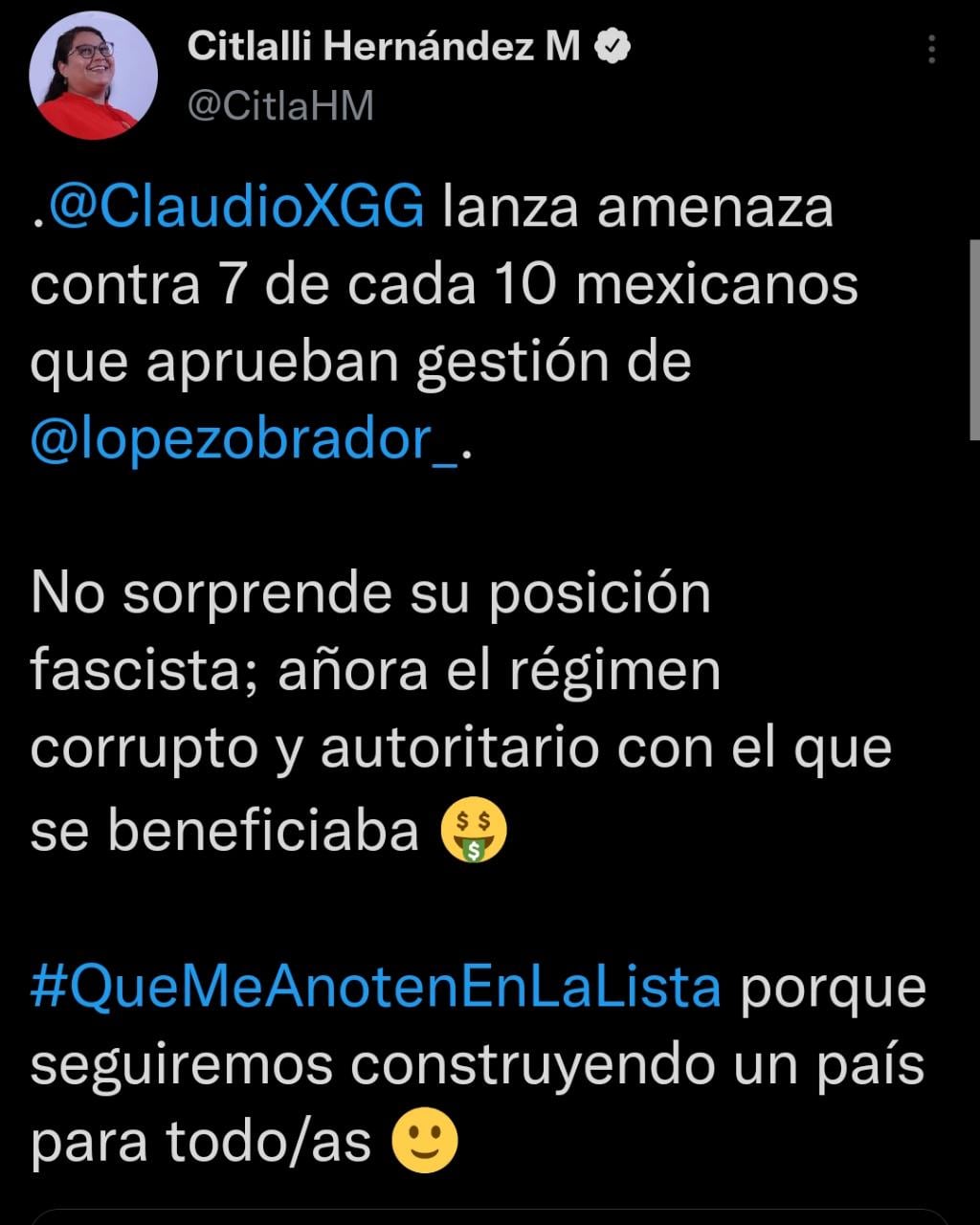 #QueMeAnotenEnLaLista, dijo Citlalli Hernández