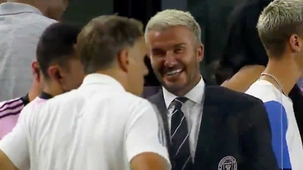 David Beckham reacciona al gol de Rodolfo Pizarro con el Inter Miami