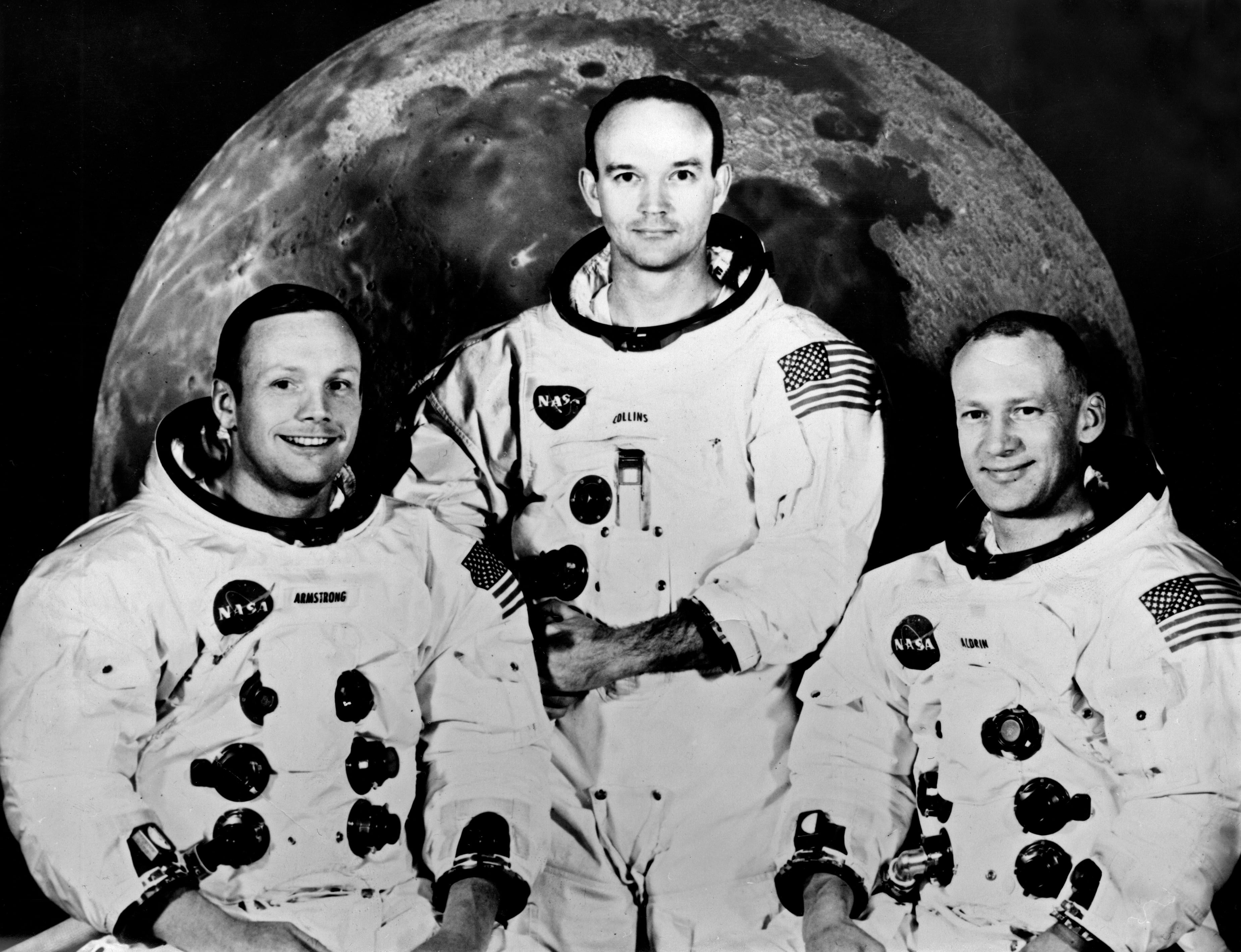 Tripulación de la misión lunar  Apolo 11 en el centro de entrenamiento de Houston