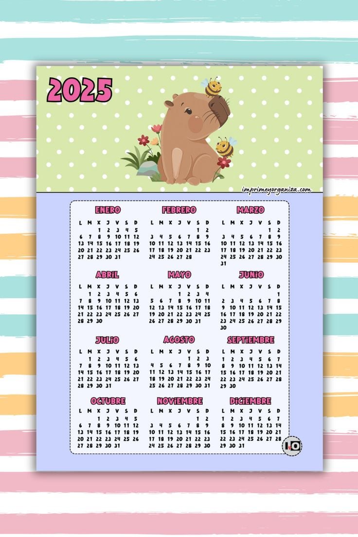 Calendario 2025 de capibara