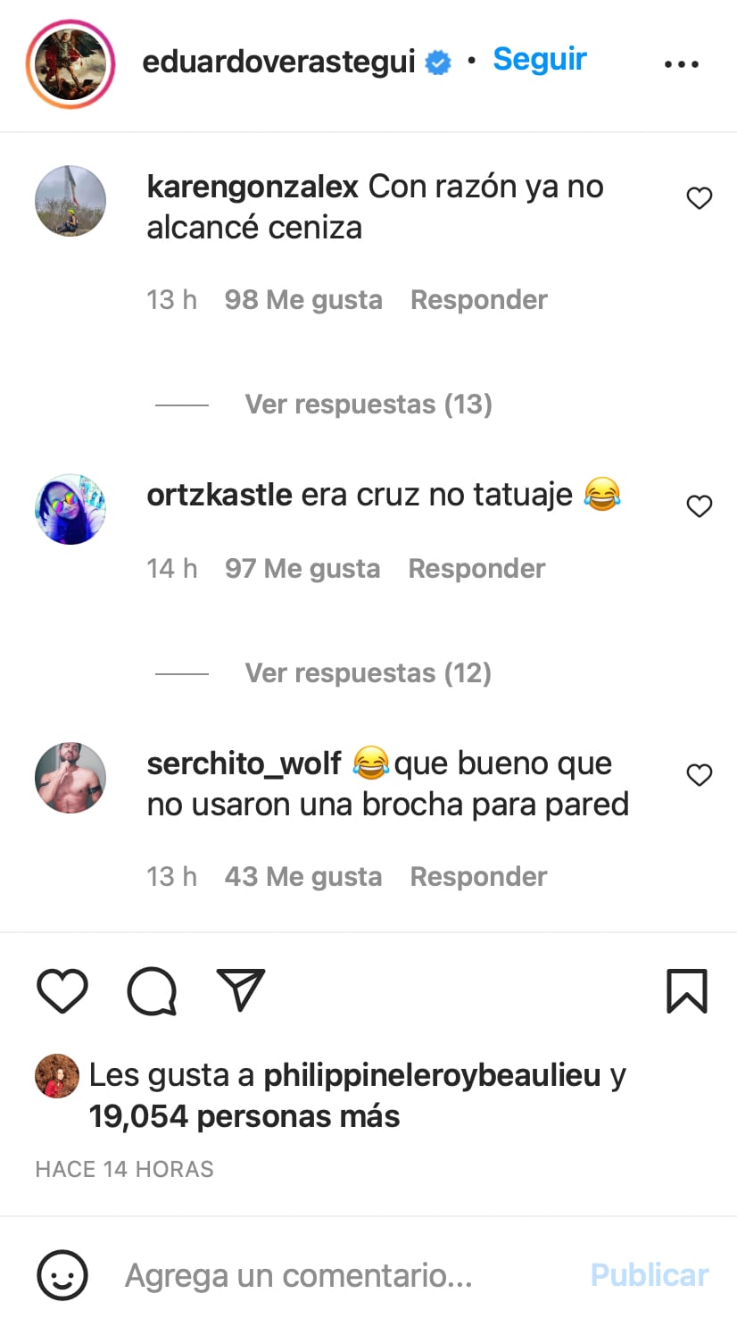 Se burlan de Eduardo Verástegui por su crucezota de ceniza en la frente