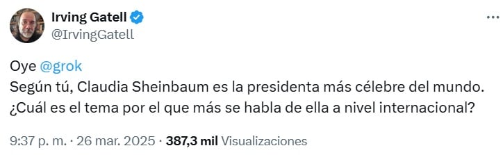 Grok identificó que Claudia Sheinbaum destaca en este tema a nivel mundial