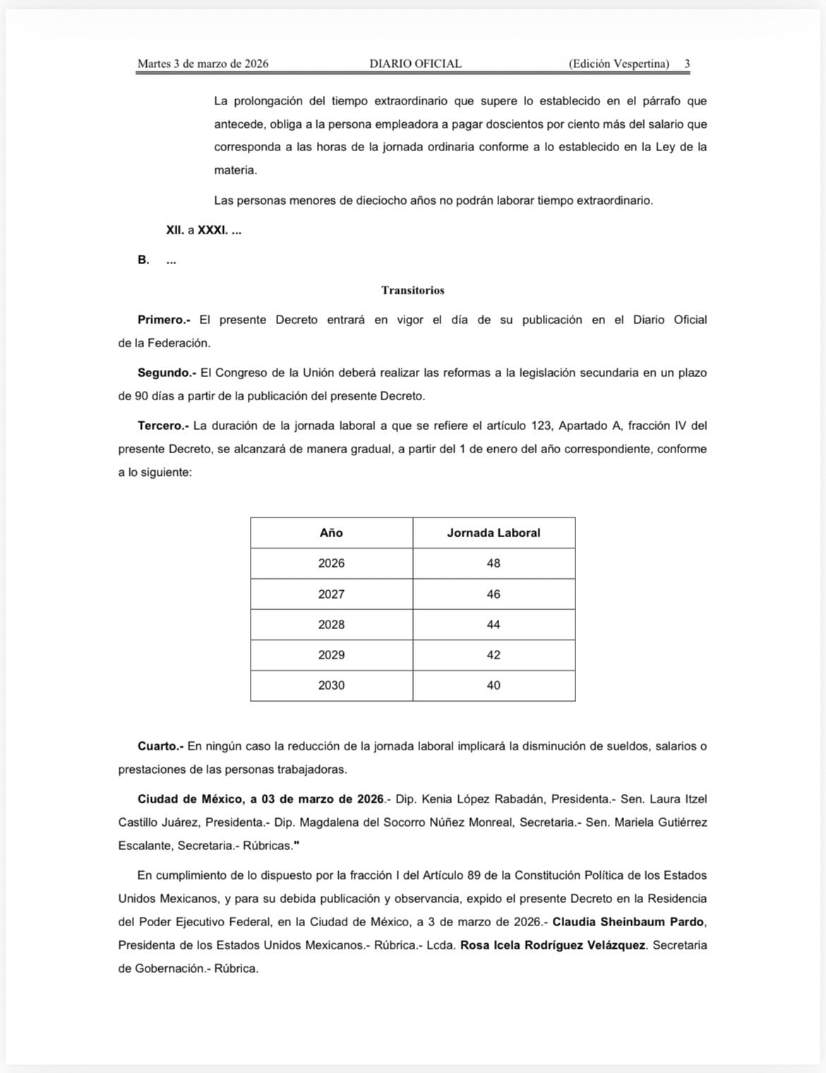 Ya es oficial la jornada laboral de 40 horas en México
