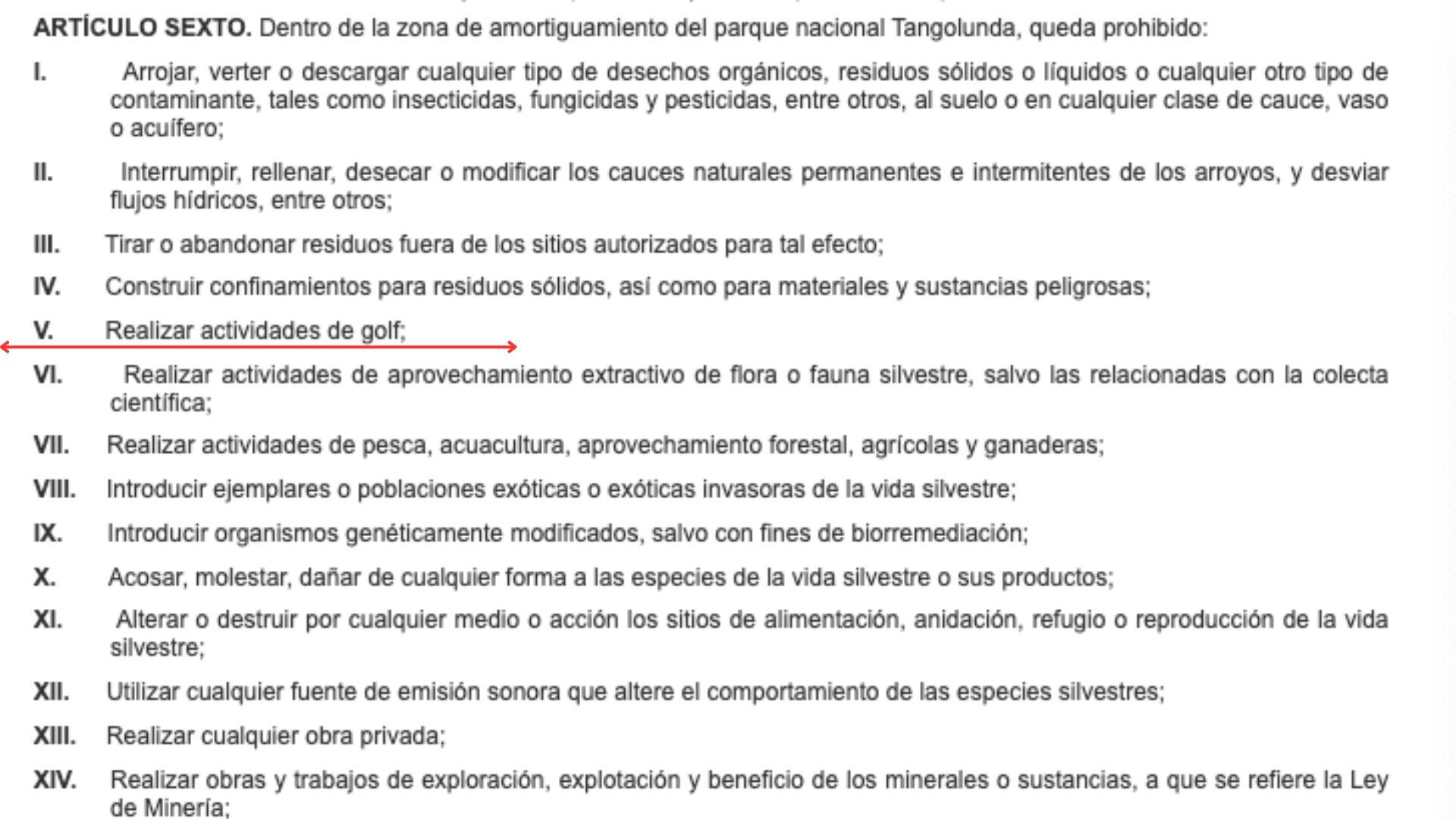 Prohibido el golf en Tangolunda