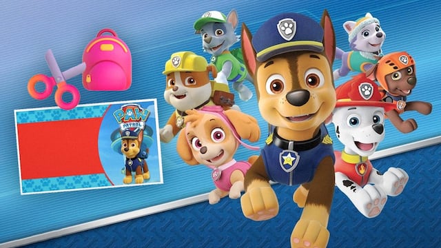 Etiquetas escolares para imprimir de Paw Patrol