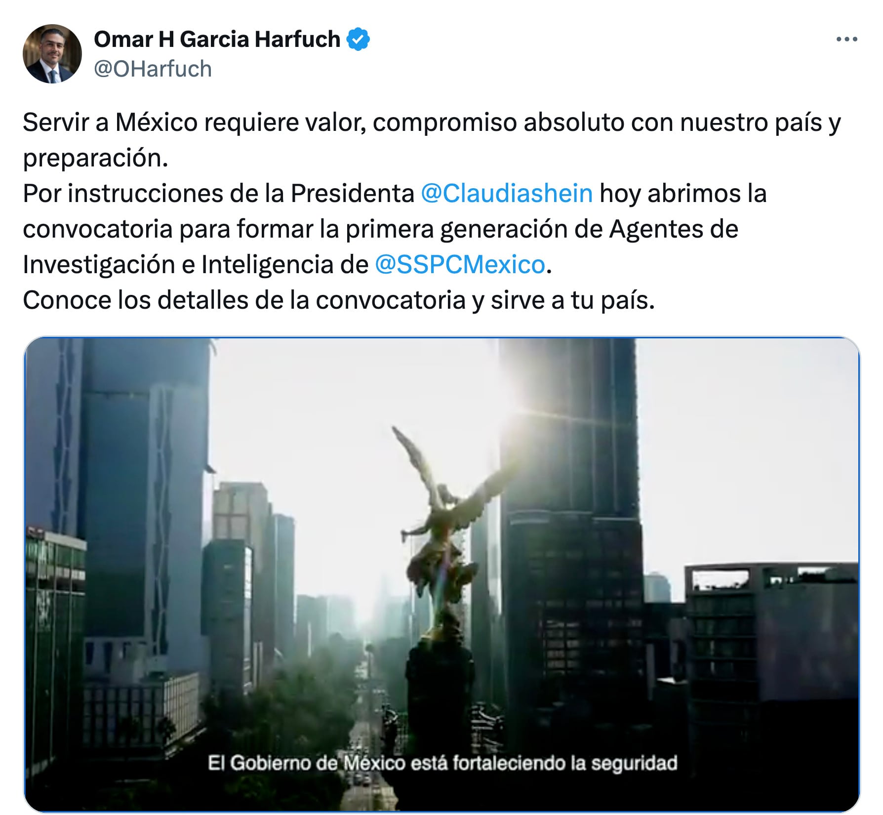 Omar García Harfuch comparte convocatoria