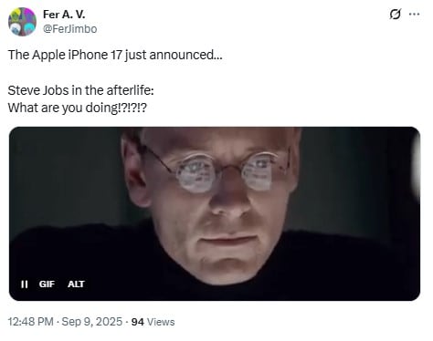 Memes sobre el anuncio del iPhone 17