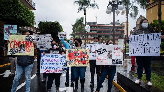 Protesta por asesinato de Jacinto en Veracruz