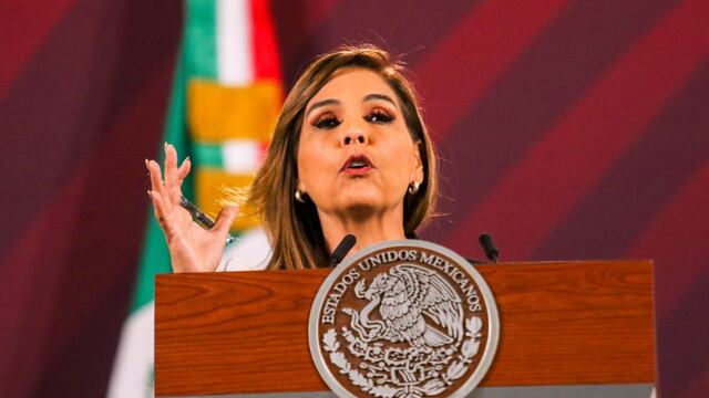 Mara Lezama, gobernadora de Quintana Roo, durante la mañanera en la que hablo del Tramo 5 y 6 del Tren Maya.