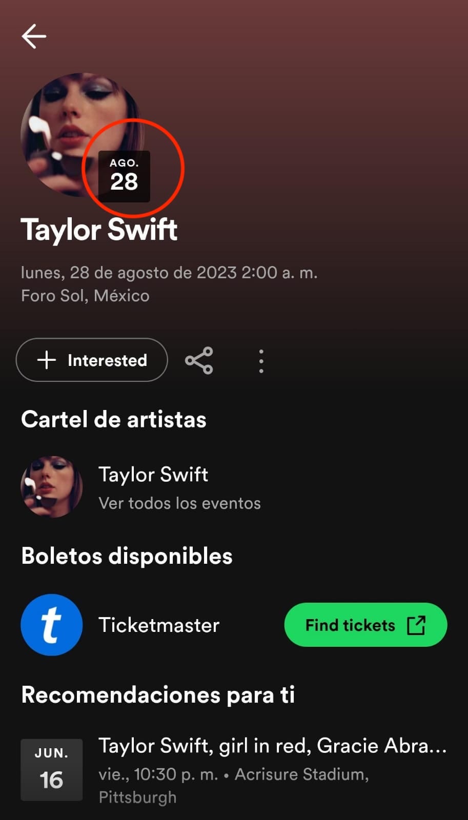 Taylor Swift abriría una quinta fecha en México según Spotify