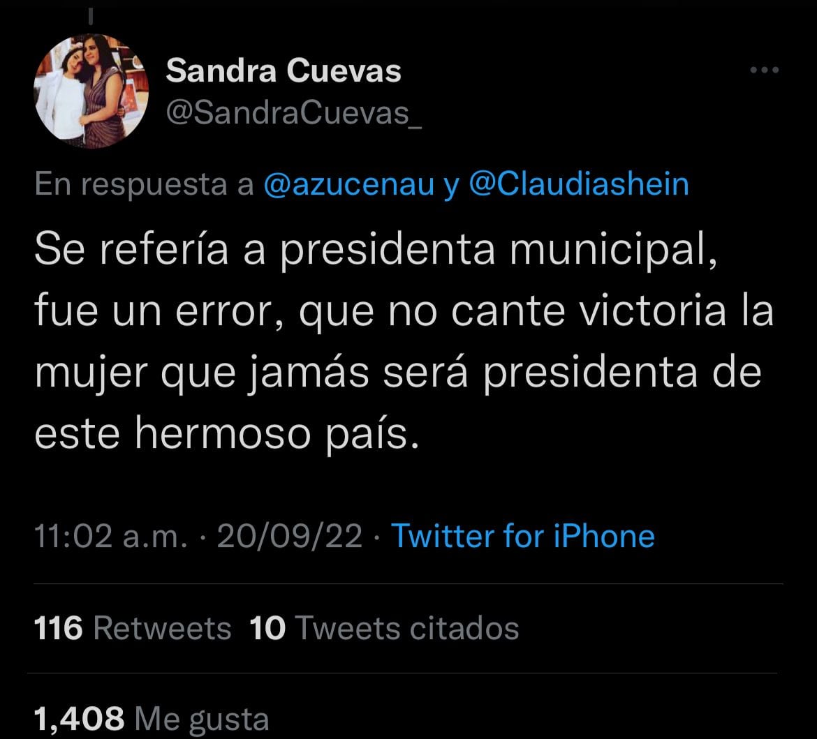 Sandra Cuevas arremete contra Claudia Sheinbaum