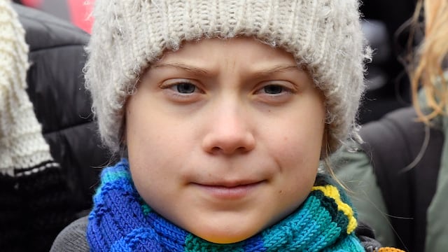 Swedish climate activist Greta Thunberg takes part in a "Youth Strike 4 Climate" protest march on March 6, 2020 in Brussels. (Photo by JOHN THYS / AFP)