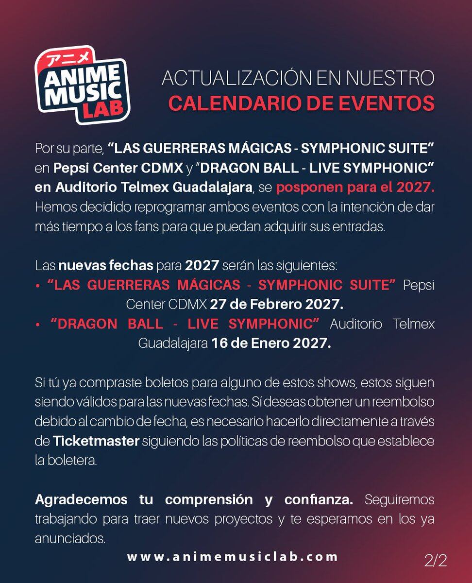 Comunicado concierto Las Guerreras Mágicas